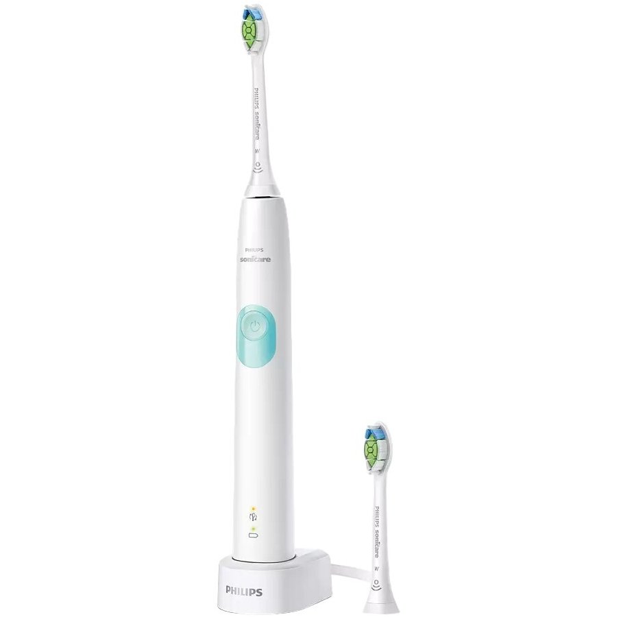 Philips Sonicare Series 4300 Elektrische Zahnbrste mit zustzlichem Brstenkopf, Wei/Mint