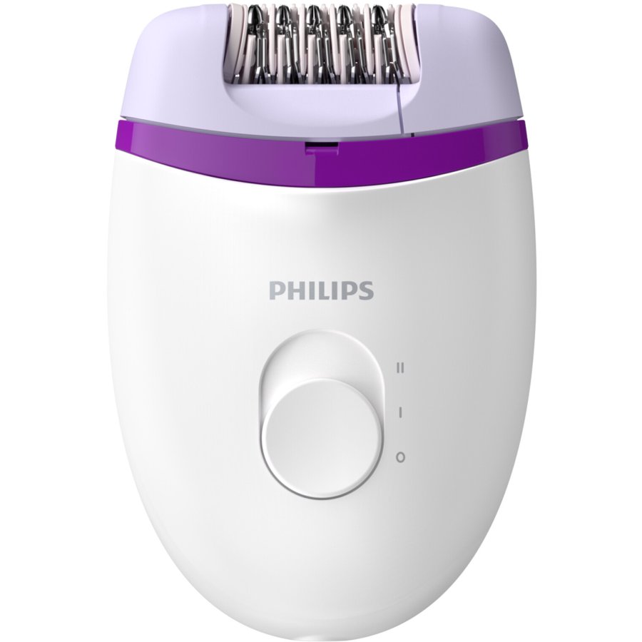 Philips Satinelle Essential Kompakt Epilierer mit Kabel, Wei/Violett