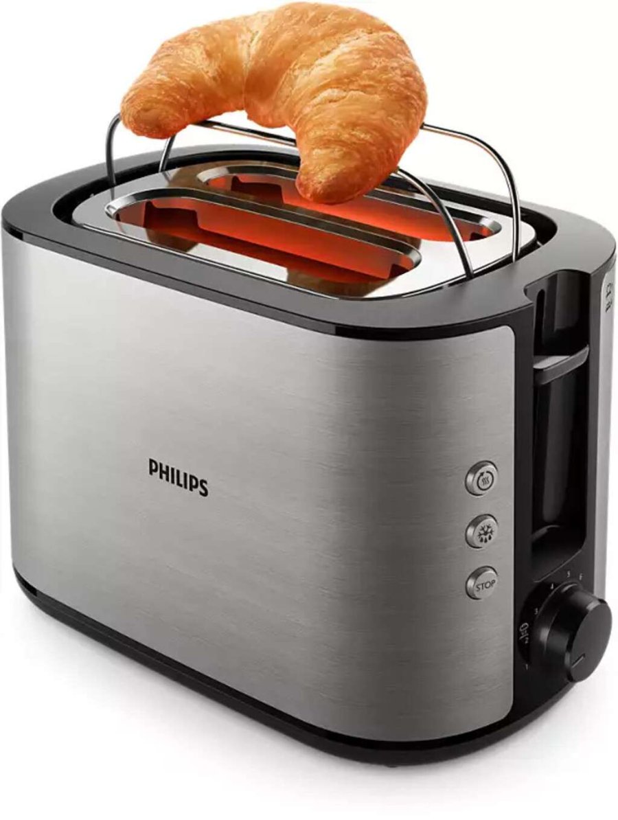 Philips Viva Collection Toaster f. 2 Scheiben m. breiter Toastkammer, Edelstahl