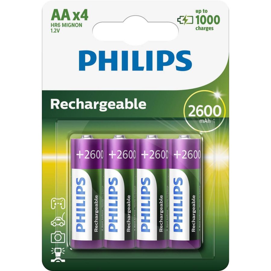 Philips AA-batteri 2600 mAh Genopladelig 4 stk.