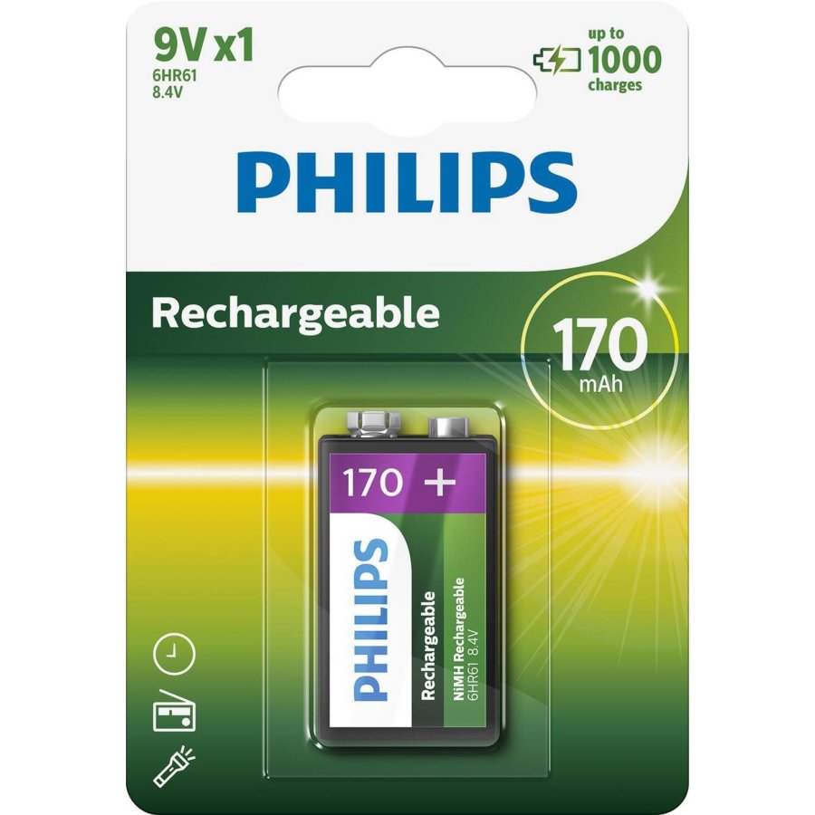 Philips 9V-batteri 170 mAh Genopladelig