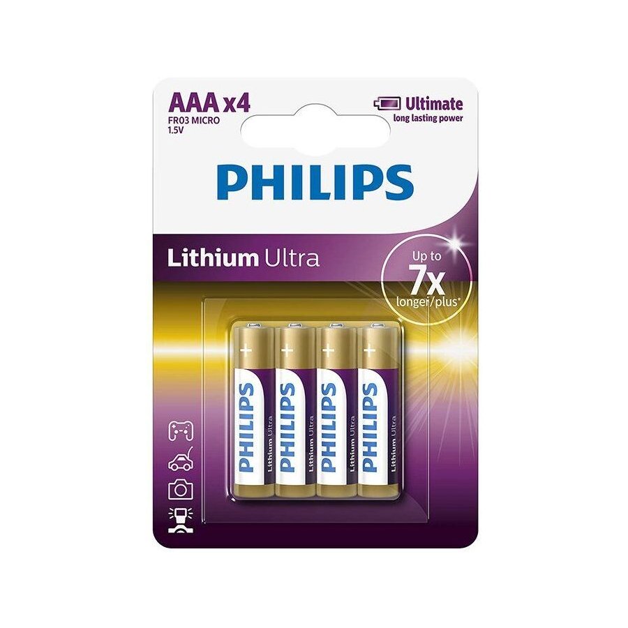 Philips Lithium Ultra AAA-batteri 4 stk.