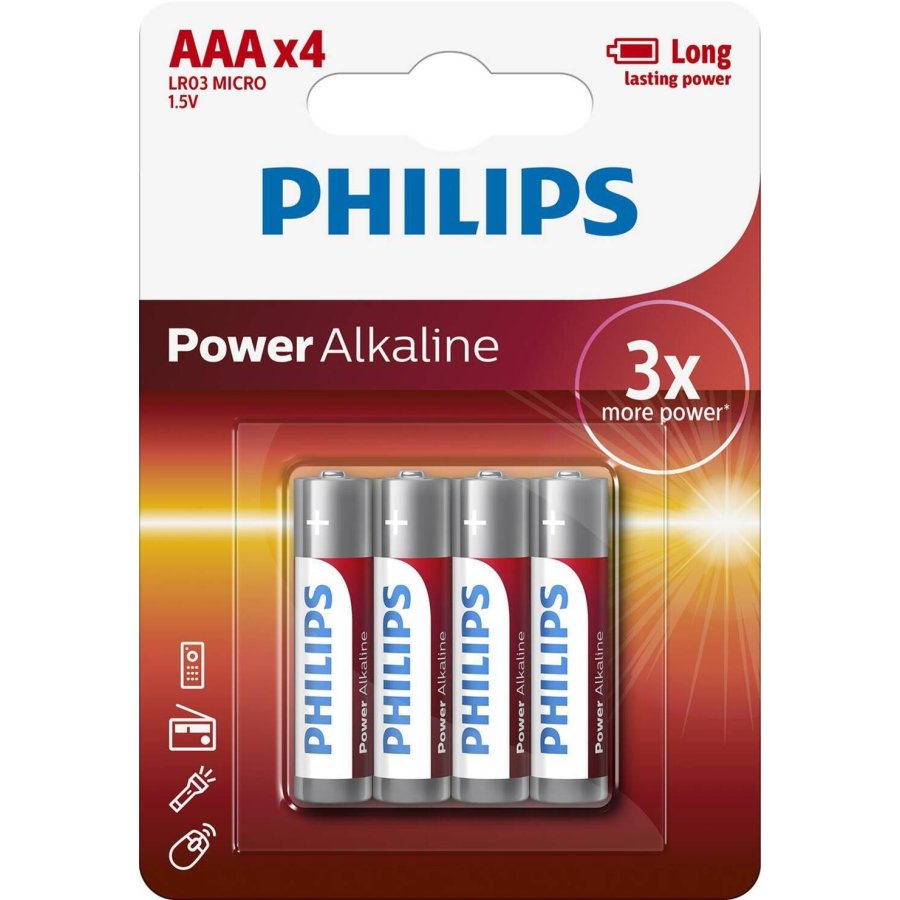 Philips Power Alkaline AAA-batteri 4 stk.