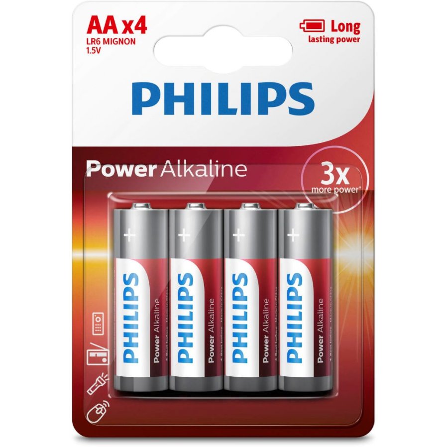 Philips Power Alkaline AA-batteri 4 stk.