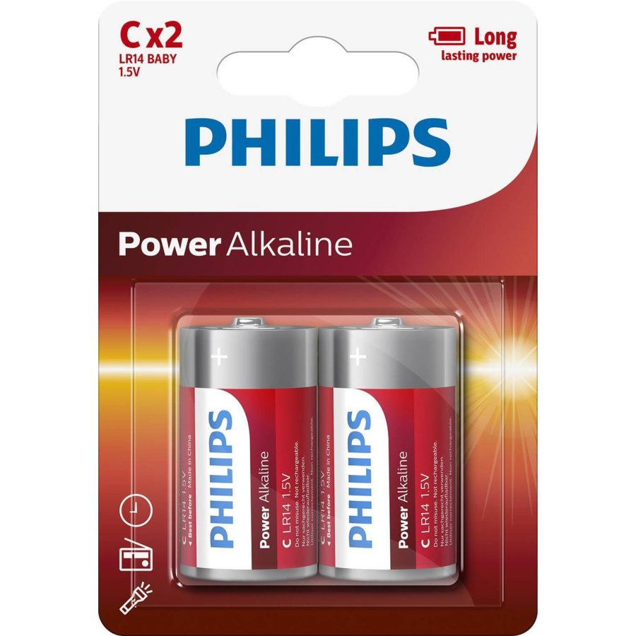 Philips Power Alkaline C-batteri 2 stk.