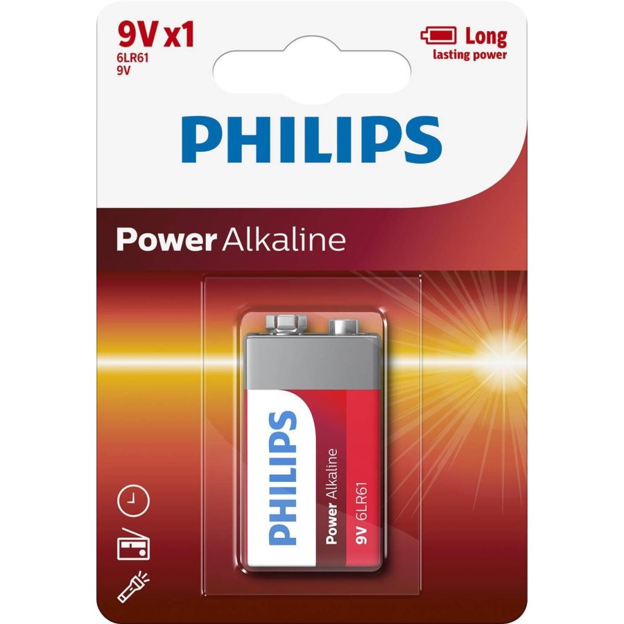 Philips Power Alkaline 9V-batteri 1 stk