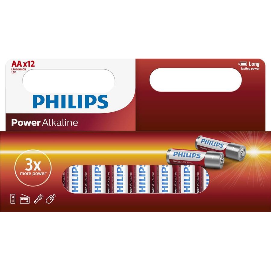 Philips Power Alkaline AA-batteri 12 stk.