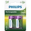 Philips C-batteri 3000mAh Genopladelig 2 stk.