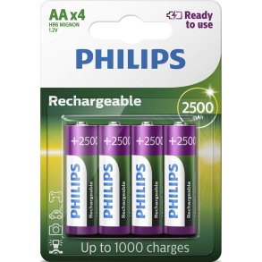 Philips AA-Batterie 2500 mAh Wiederaufladbar 4er Set