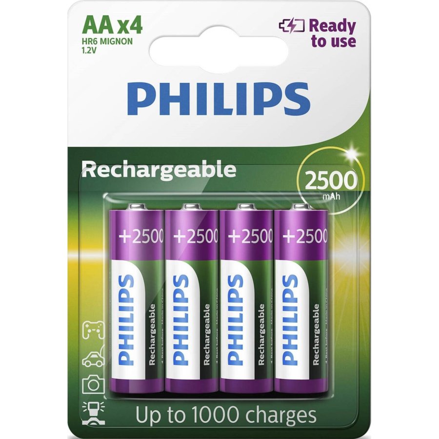 Philips AA-batteri 2500 mAh Genopladelig 4 stk.