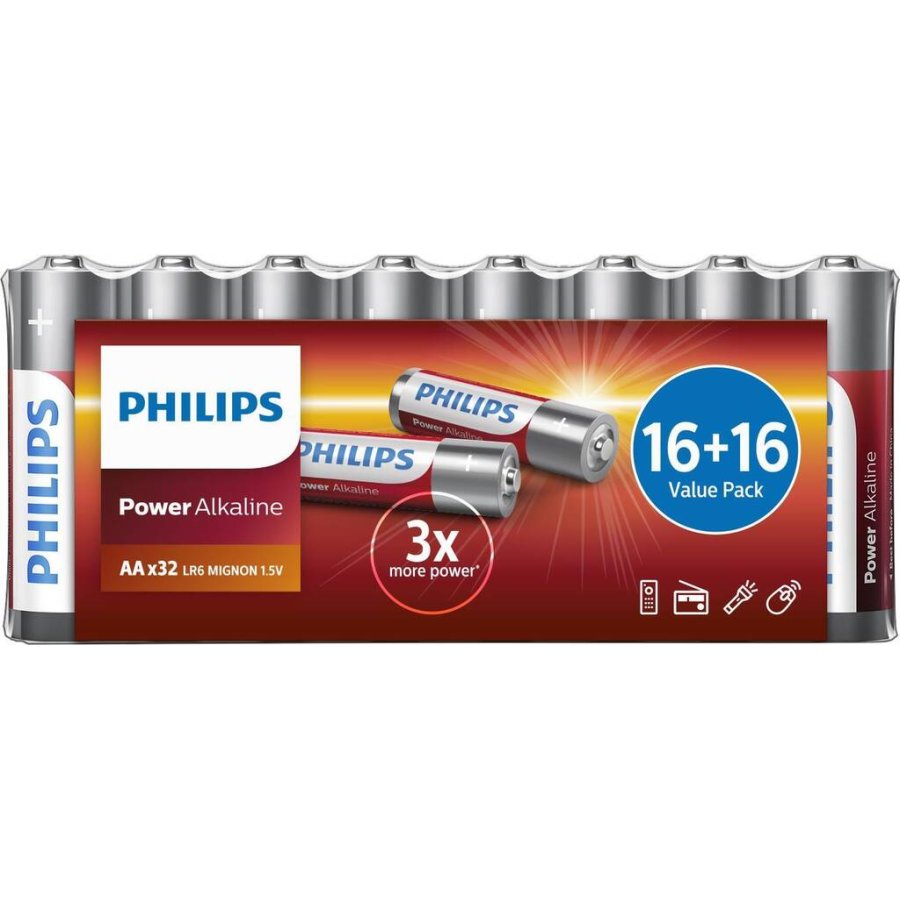 Philips Power Alkaline AA-batteri 32 stk.