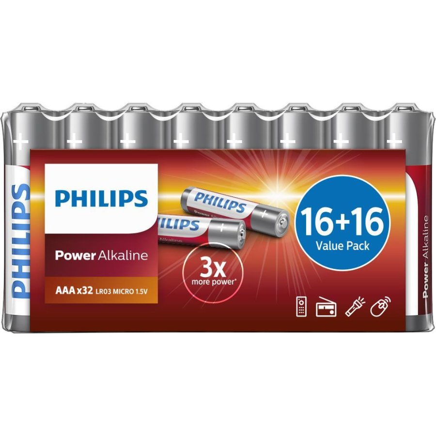 Philips Power Alkaline AAA-batteri 32 stk.