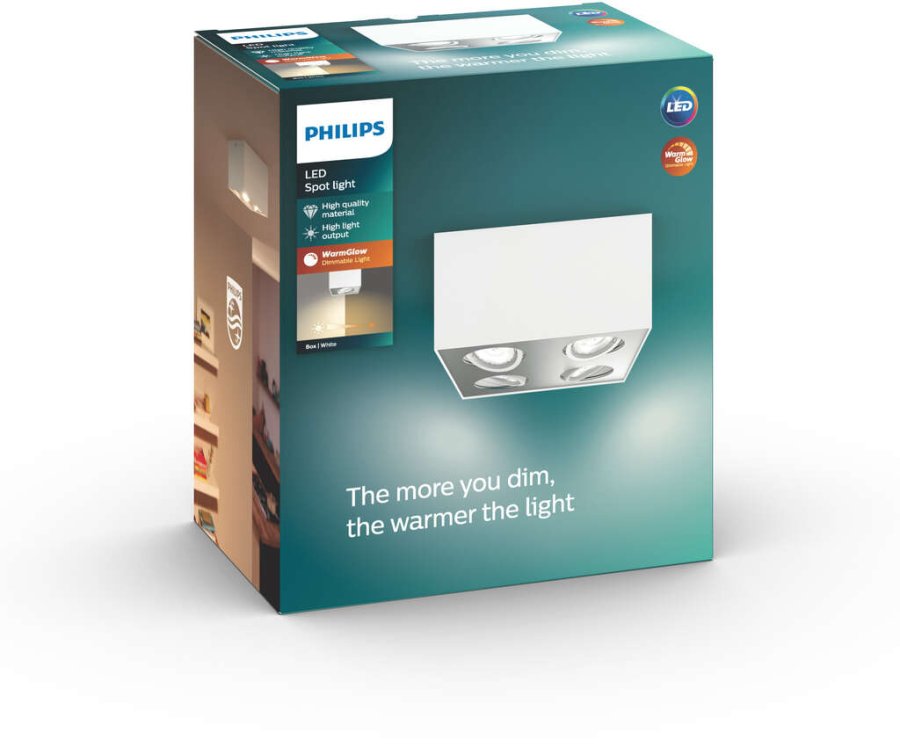 Philips BOX Loftspot m. 4 Spots LED 20,2 cm, Hvid