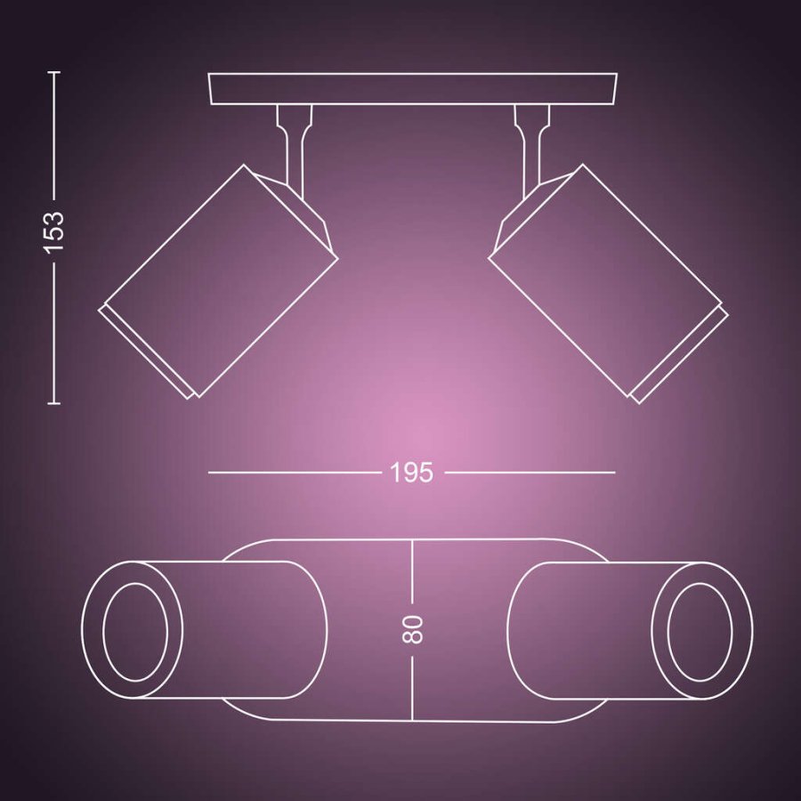 Philips Hue Fugato Deckenlampe mit 2 Spots 19,5 cm, Wei