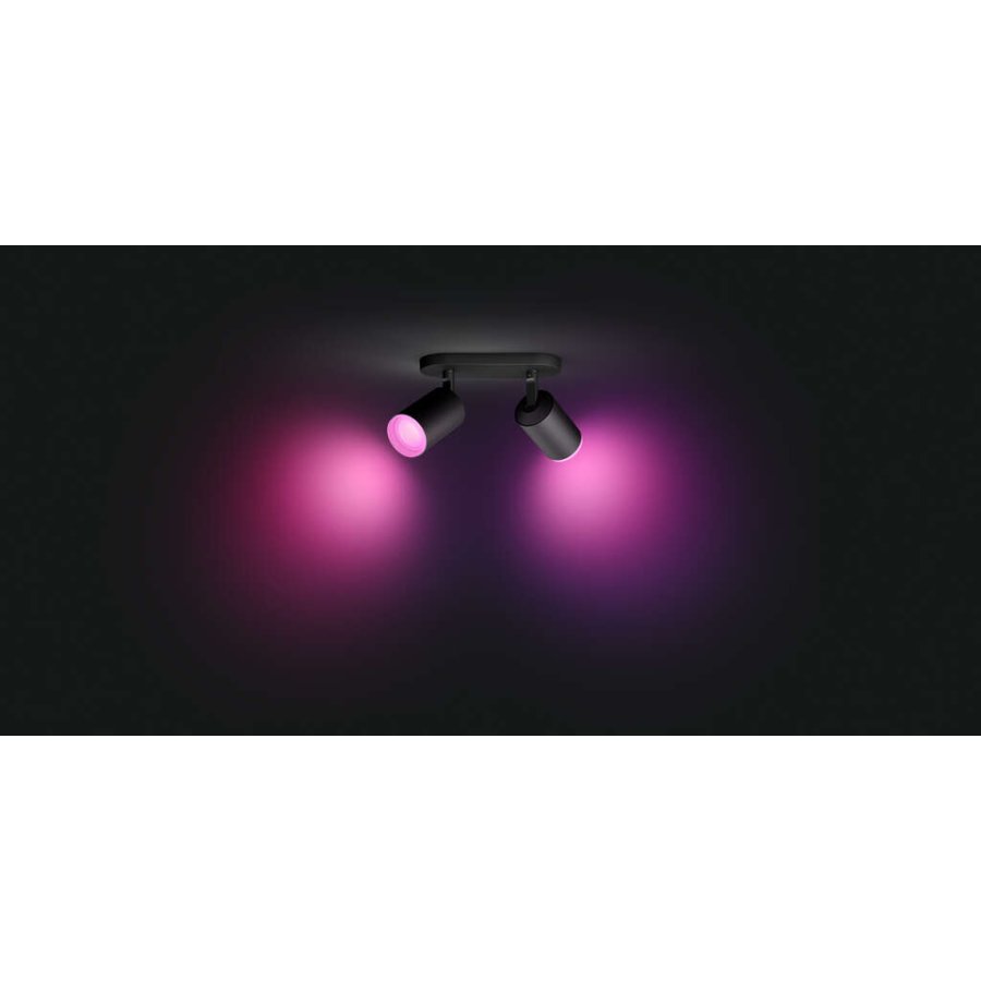 Philips Hue Fugato Deckenlampe mit 2 Spots 19,5 cm, Schwarz