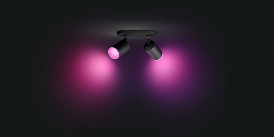 Philips Hue Fugato Deckenlampe mit 2 Spots 19,5 cm, Schwarz