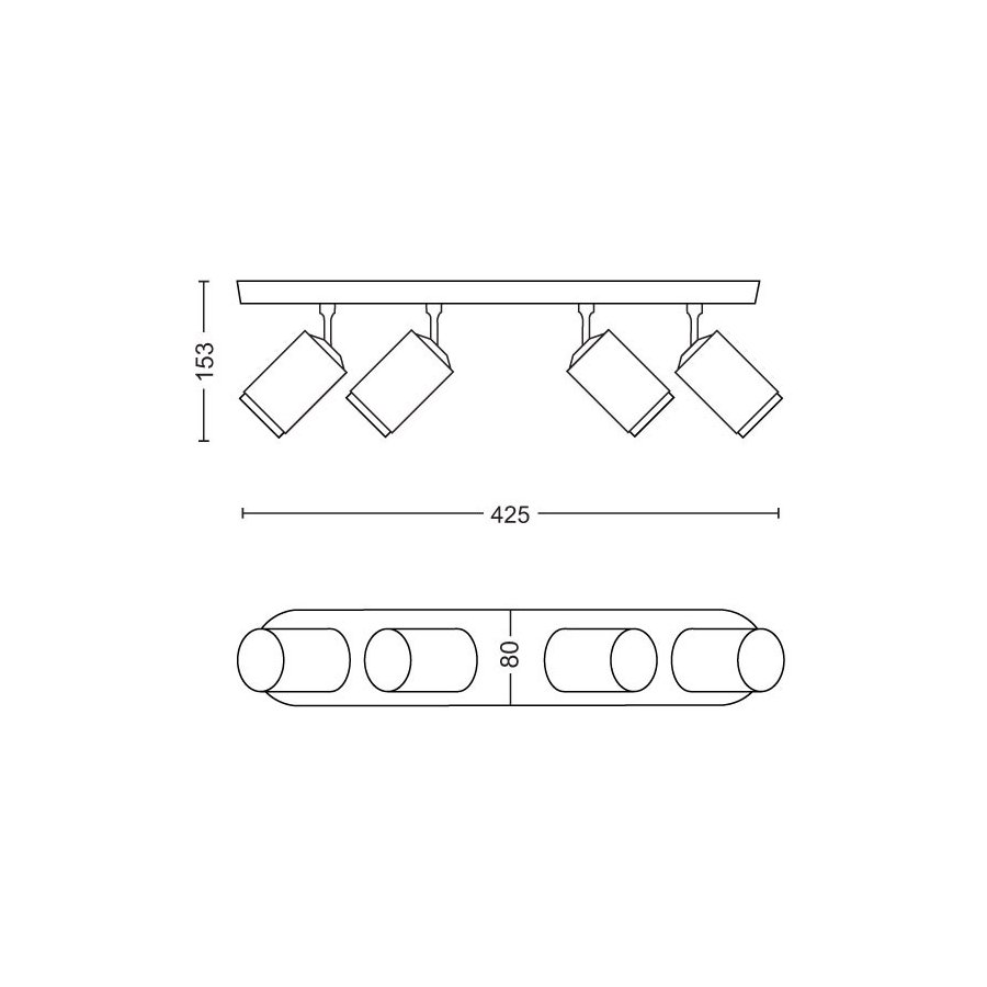 Philips Hue Fugato Deckenlampe mit 4 Spots 42,5 cm, Wei