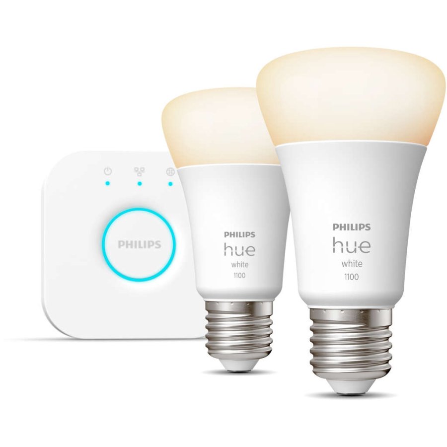 Philips Hue White Starter Set mit 1 Bridge und 2 E27-Glhbirnen 6,1 cm