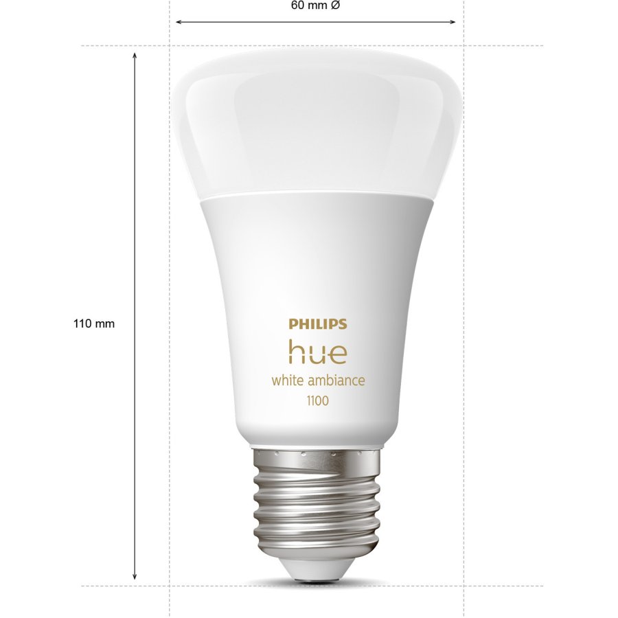 Philips Hue White Ambiance A60 Glhbirne E27 1100 Lumen 6 cm