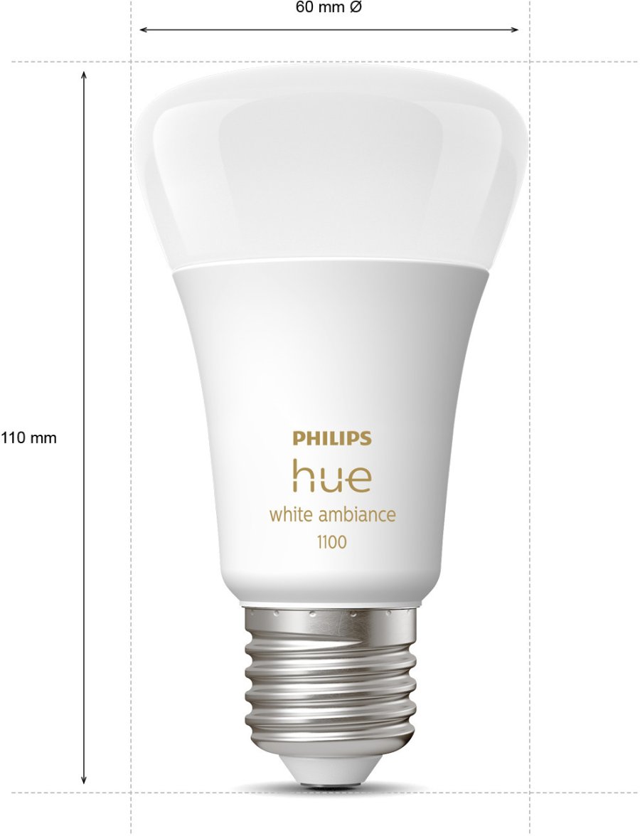 Philips Hue White Ambiance A60 Glhbirne E27 1100 Lumen 6 cm