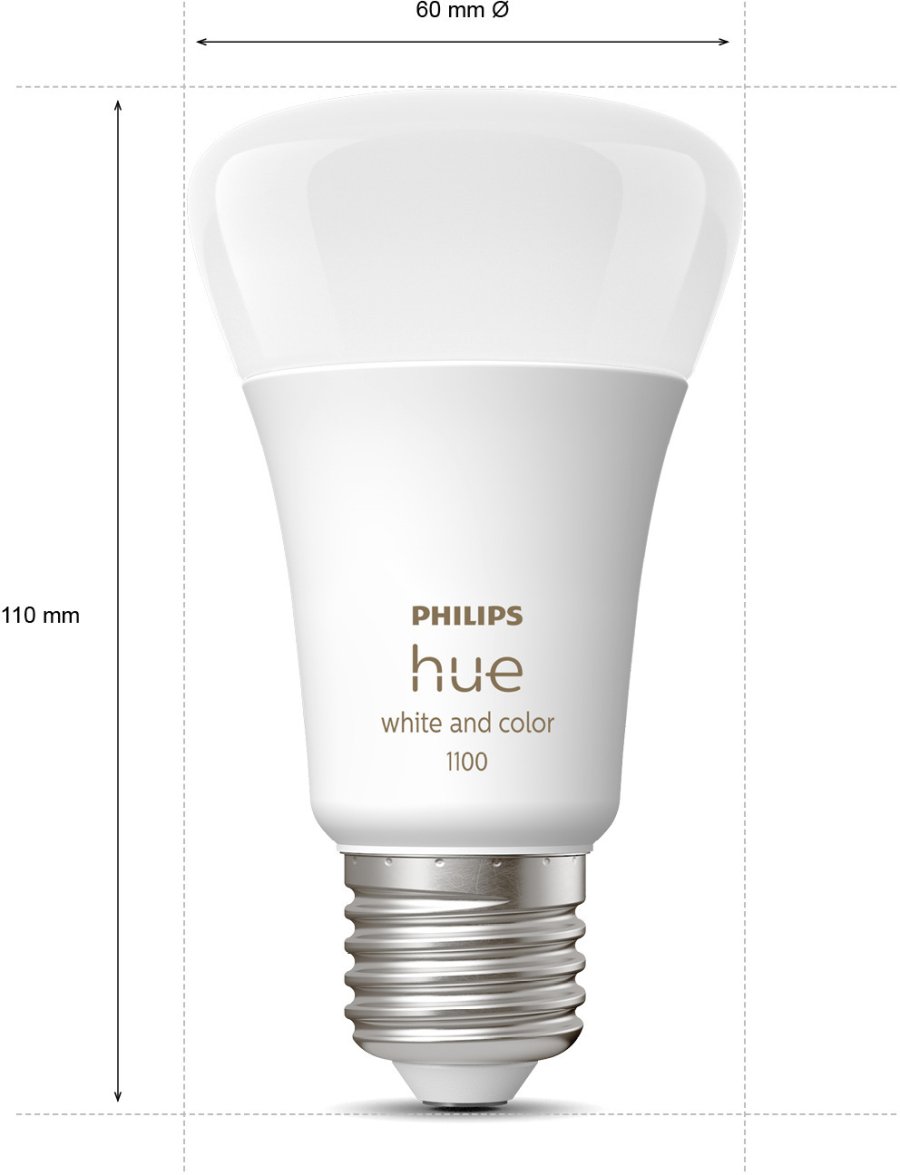 Philips Hue White und Color Ambiance A60 Glhbirne E27 1100 Lumen 6 cm