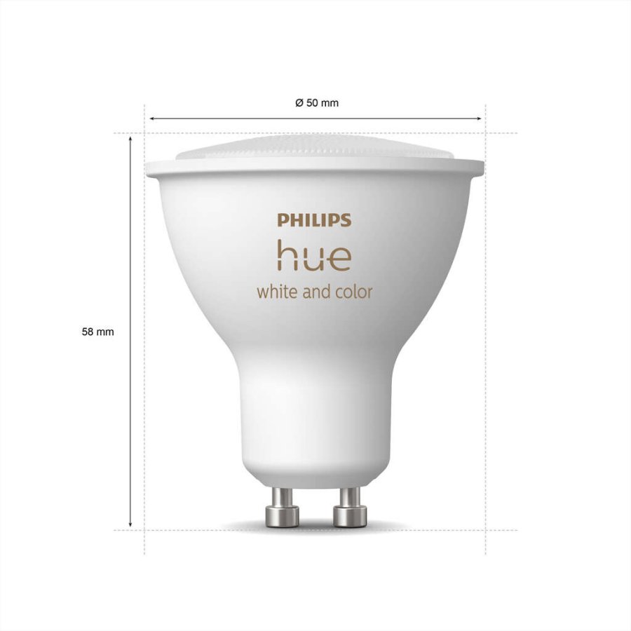 Philips Hue White and Color Ambiance Starter Set mit 1 Bridge, 3 GU10 Spots und Dimmer Switch 5 cm