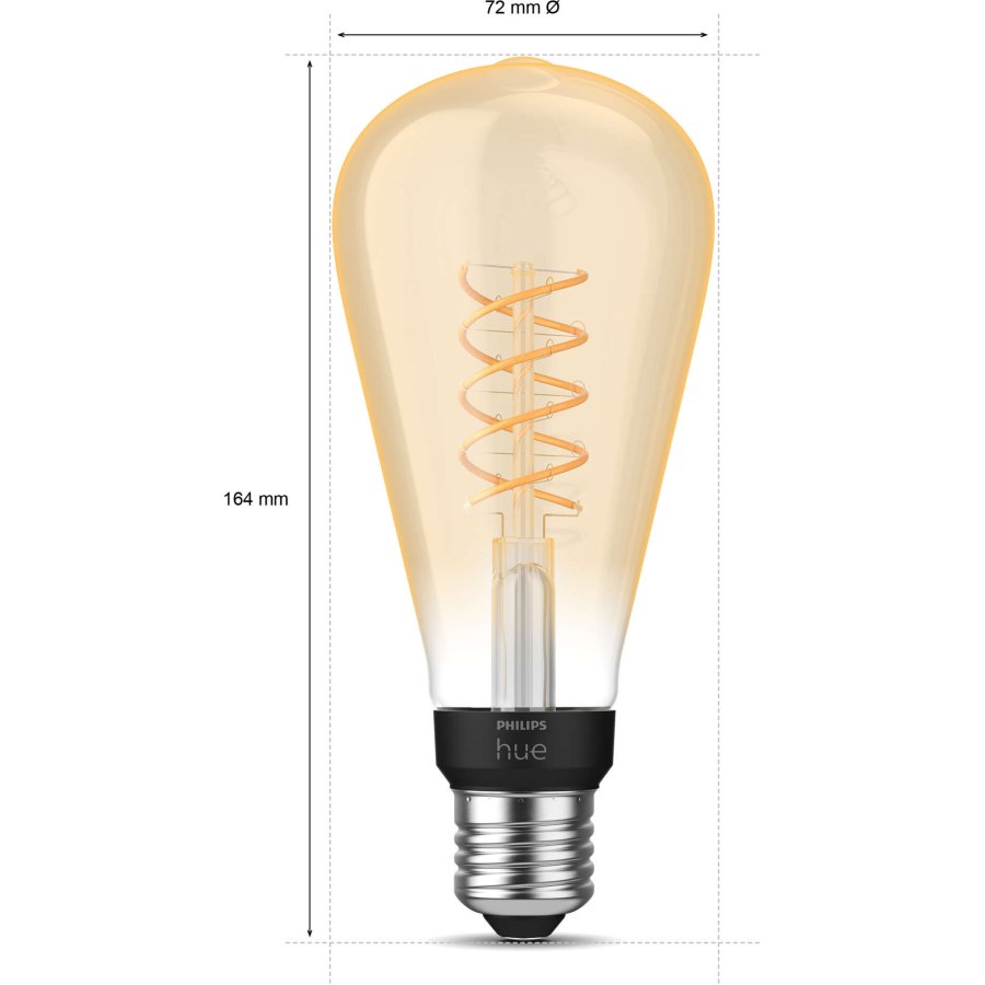 Philips Hue White Filament ST72 Edison Glhbirne E27 16,4 cm