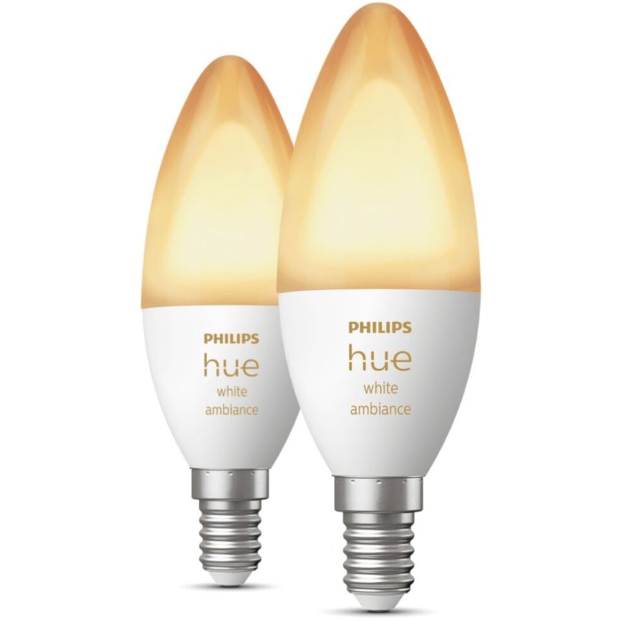 Philips Hue White Ambiance Glhbirne Kerzenform E14 470 Lumen 2er Set 3,9 cm