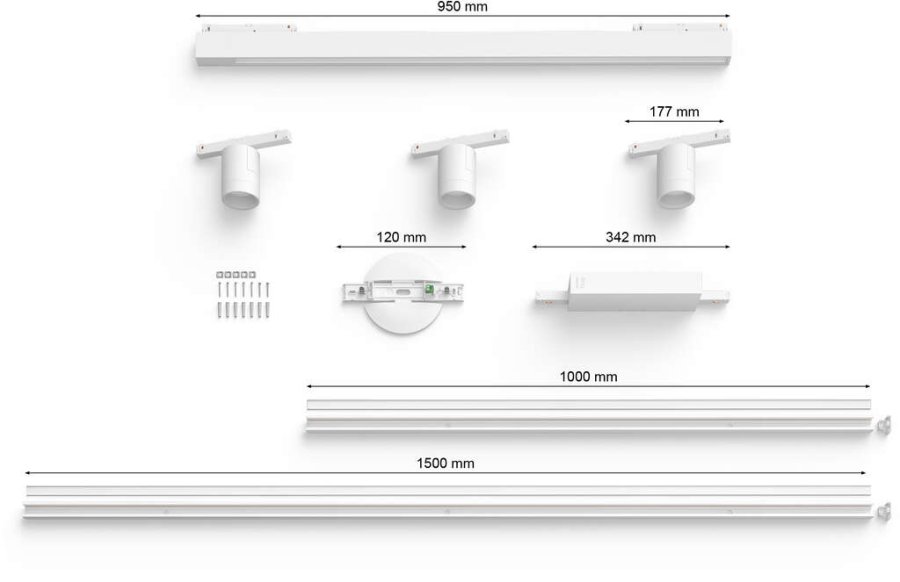 Philips Hue Perifo Schienensystem fr 3 Spots und 1 Light Bar 271,5 cm, Wei