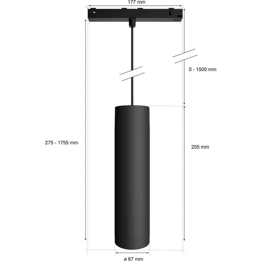 Philips Hue Perifo Wandschienensystem fr 2 Spots und 1 Gradient Light Tube 200,4 cm, Schwarz