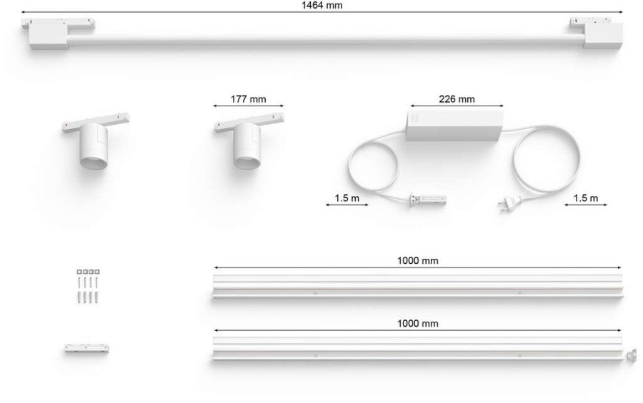 Philips Hue Perifo Wandschienensystem fr 2 Spots und 1 Gradient Light Tube 200,4 cm, Wei