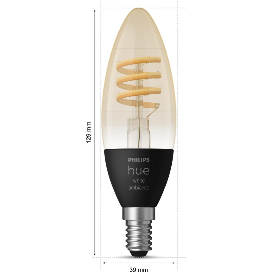 Philips Hue White Ambiance Filament Glhbirne Kerzenform E14 3,9 cm