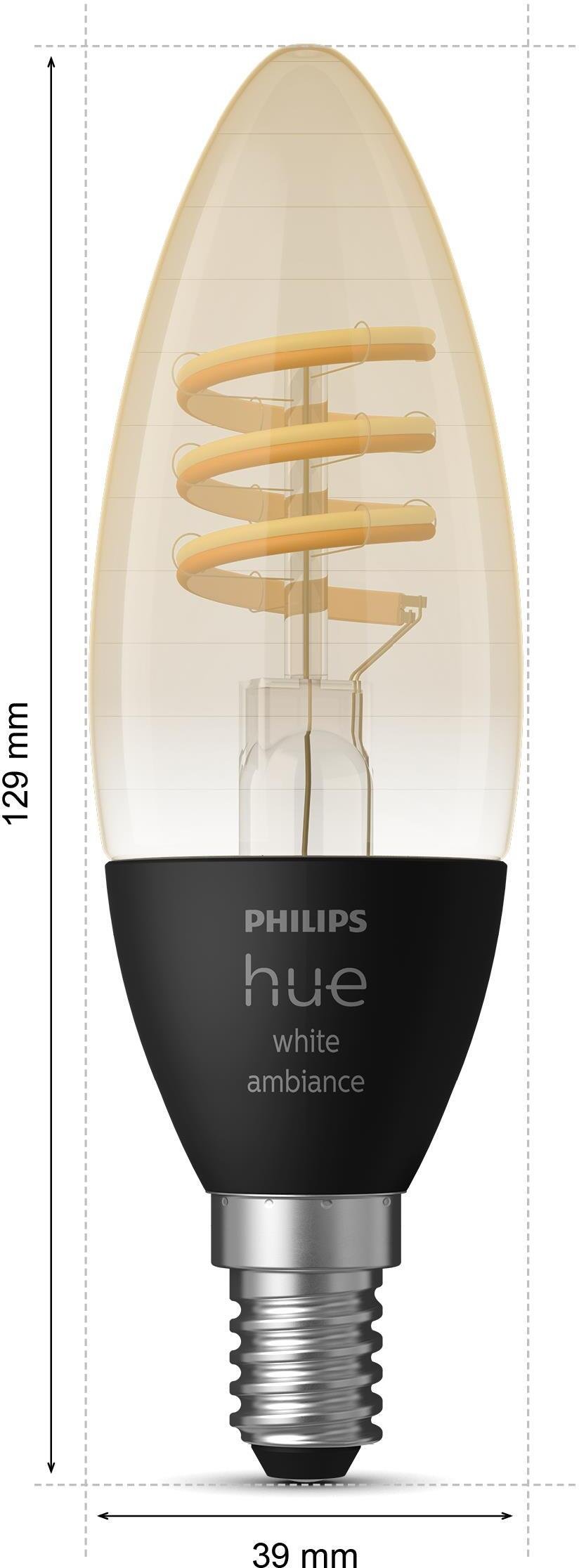 Philips Hue White Ambiance Filament Glhbirne Kerzenform E14 3,9 cm