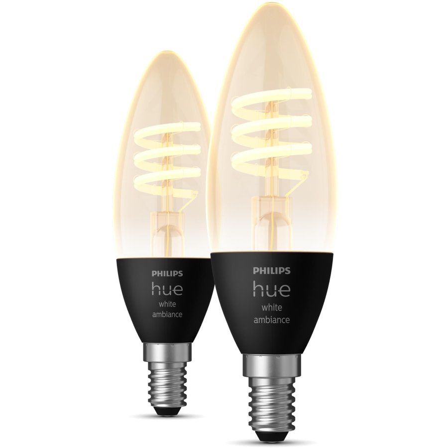 Philips Hue White Ambiance Filament Glhbirne Kerzenform E15 2er Set 3,9 cm