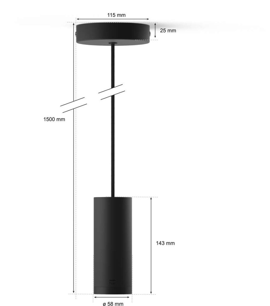 Philips Hue Lightguide Kordel fr Pendelleuchte 150 cm, Schwarz