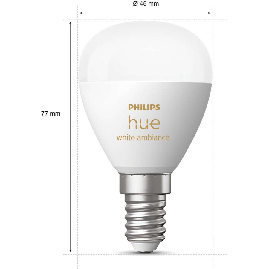 Philips Hue White Ambiance P45 Glhbirne Tropfenform E14 470 Lumen 4,5 cm