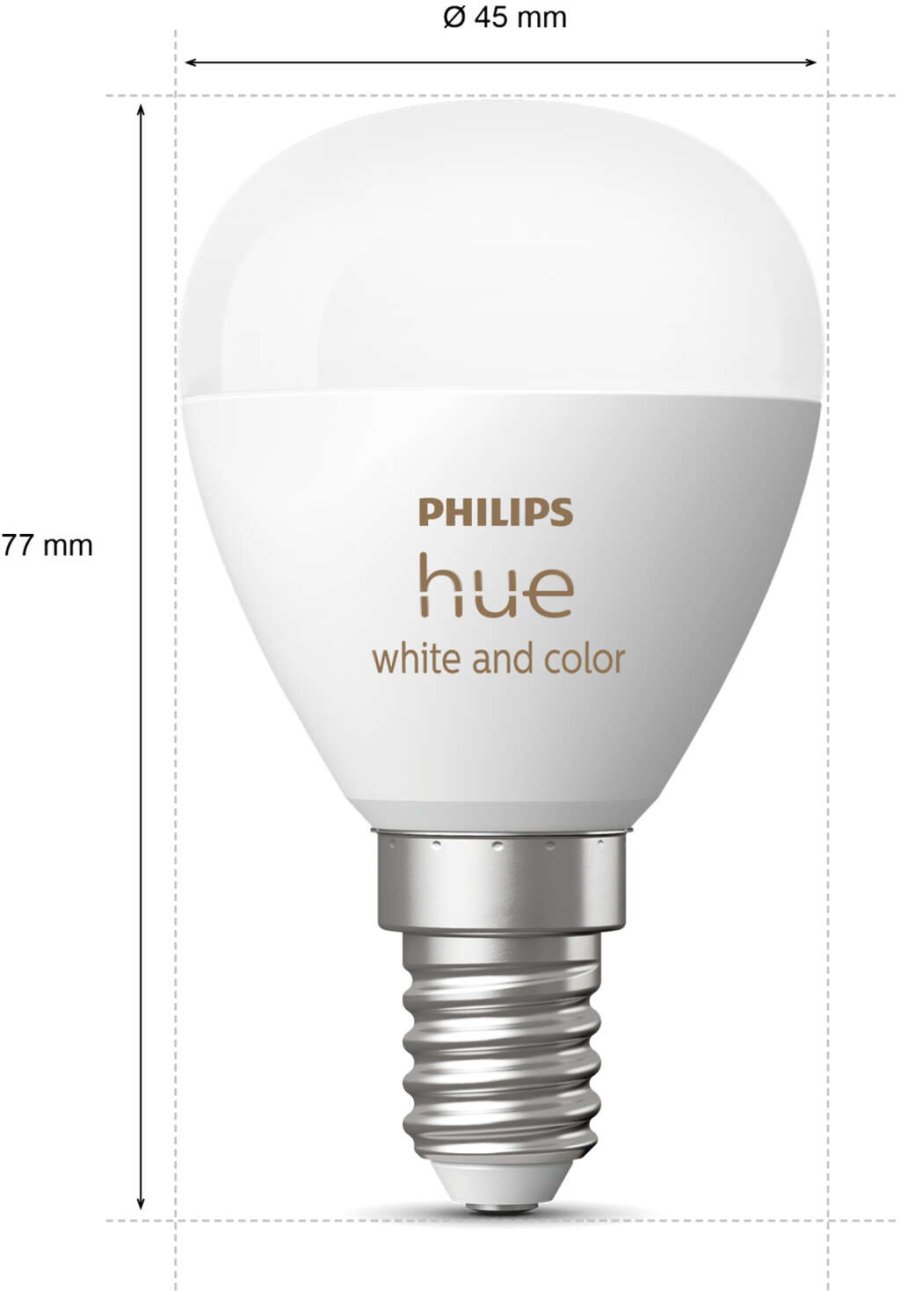 Philips Hue White und Color Ambiance P45 Glhbirne Tropfenform E14 470 Lumen 4,5 cm