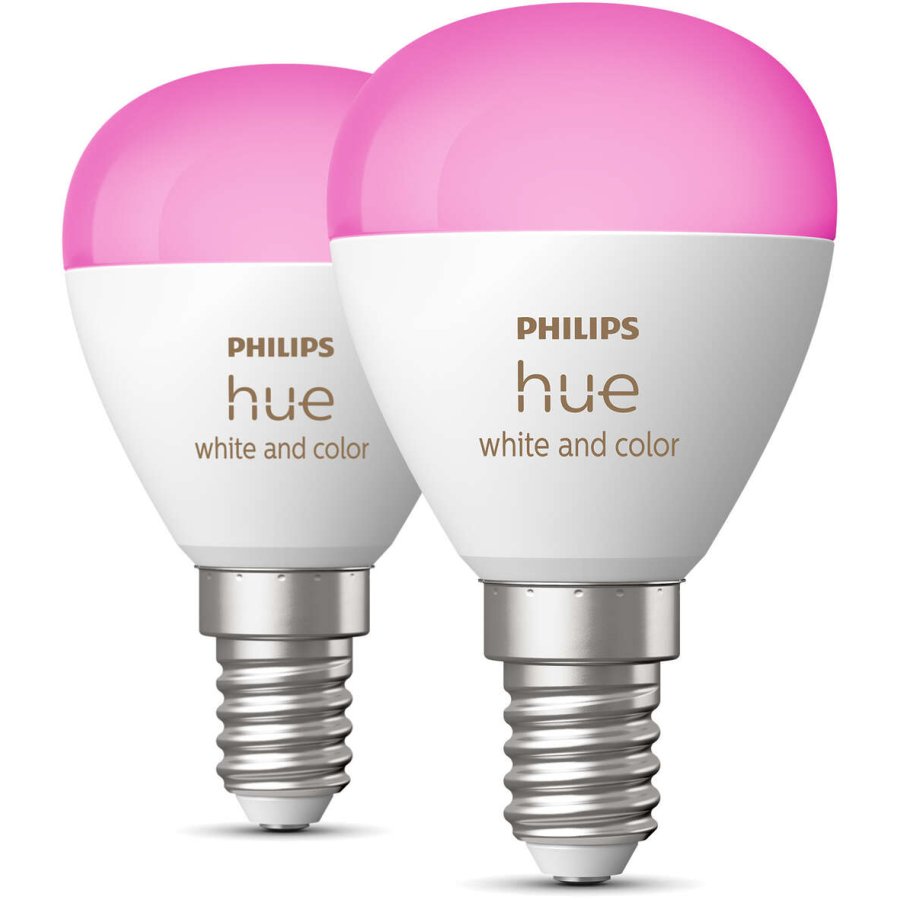 Philips Hue White und Color Ambiance P45 Glhbirne Tropfenform E14 470 Lumen 2er Set 4,5 cm