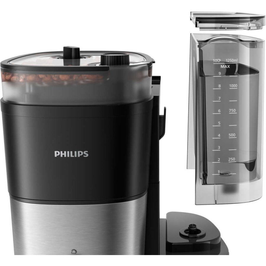 Philips All-in-1 Brew Filterkaffeemaschine mit Mahlwerk, Schwarzes Silber