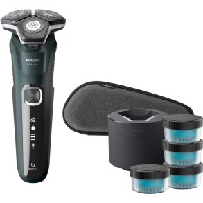 Philips Series 5000 Wet and Dry Barbermaskine m. Rensekapsler og Etui, Mørkegrøn