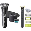 Philips Series 5000 Wet & Dry Rasierer mit Reinigungskapsel, Hybrid-Styler und Etui, Dark Chrome