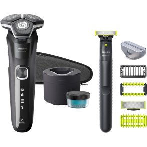 Philips Series 5000 Wet and Dry Barbermaskine m. Rensekapsel, Hybridstyler og Etui, Mørk Krom