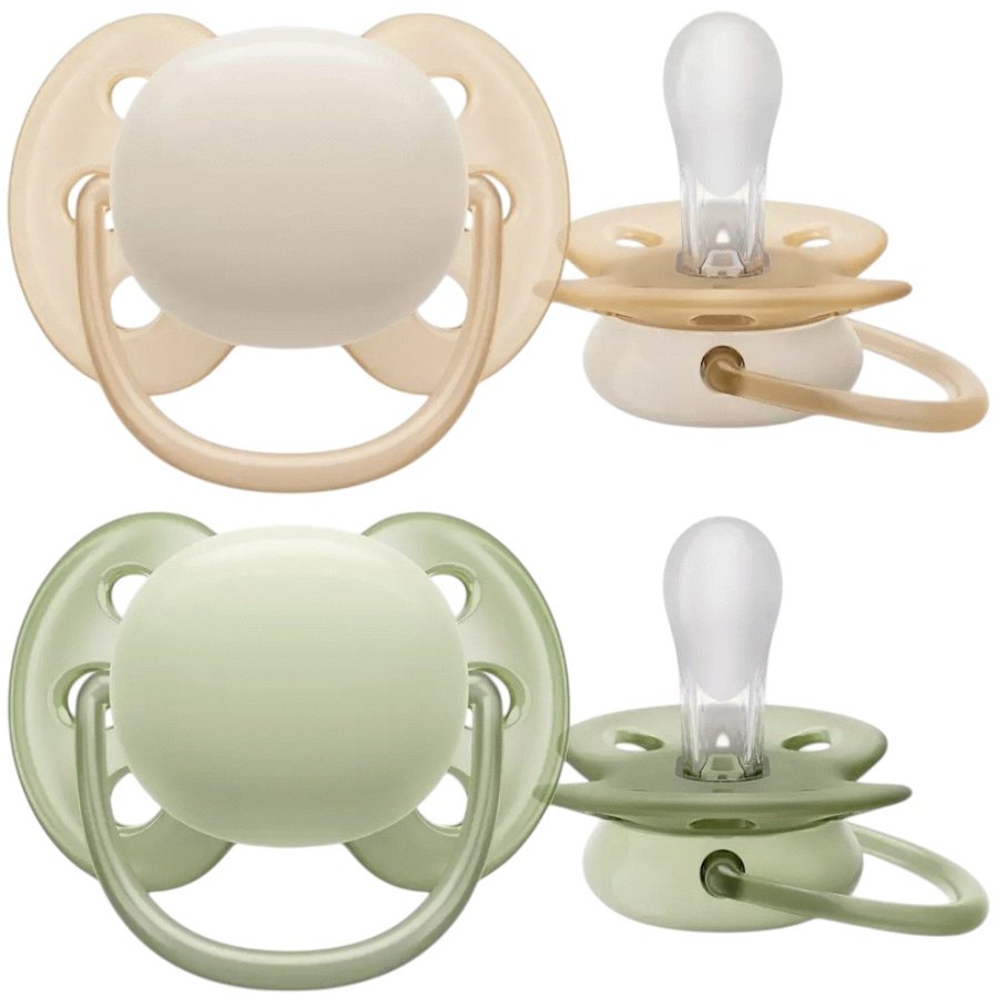 Philips Avent Ultra Soft Sutter 0-6 mdr. 2 stk, Beige/Gr�n