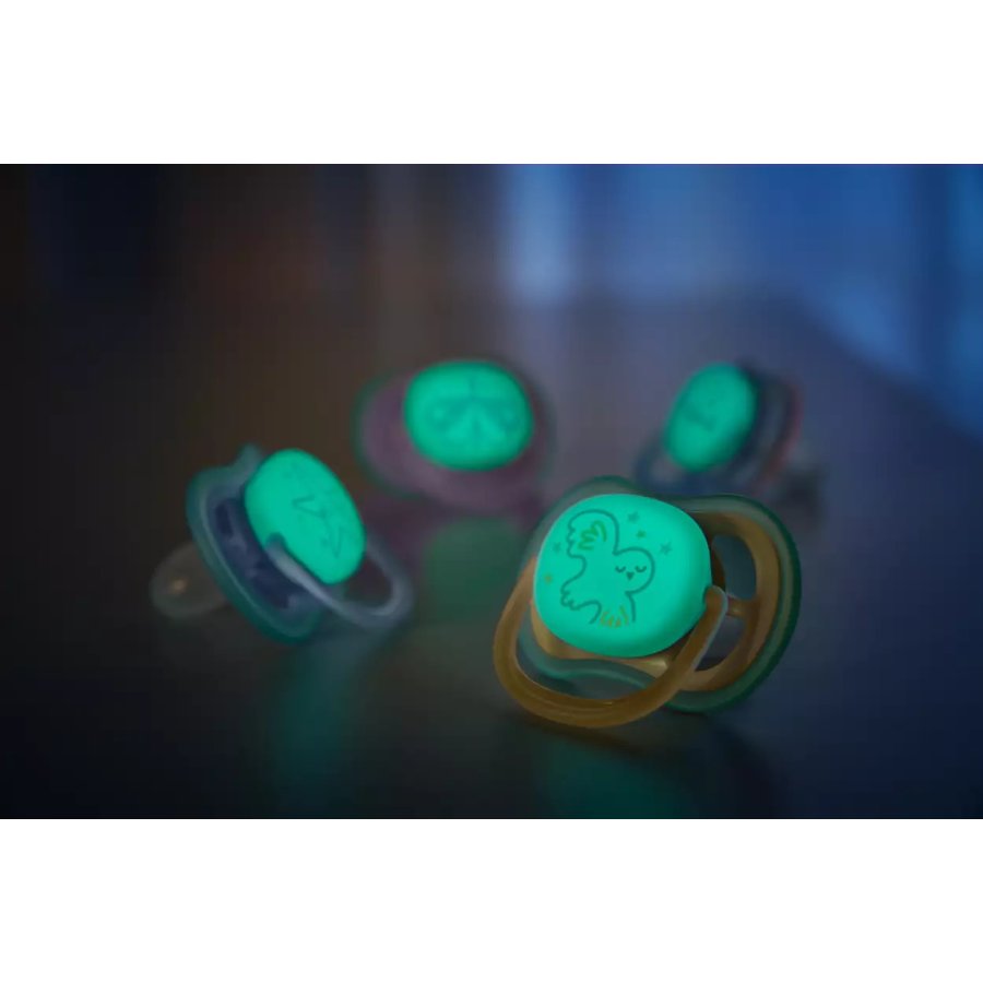 Philips Avent Ultra Air Schnuller mit Licht 06 Monate 2er Set, Orange/Lime