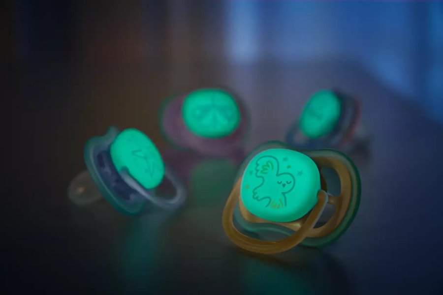 Philips Avent Ultra Air Schnuller mit Licht 06 Monate 2er Set, Orange/Lime