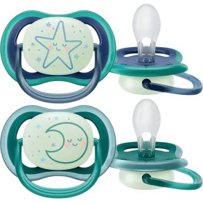 Philips Avent Ultra Air Fopspenen met Licht 618 mnd. 2 stuks, Maan/Ster