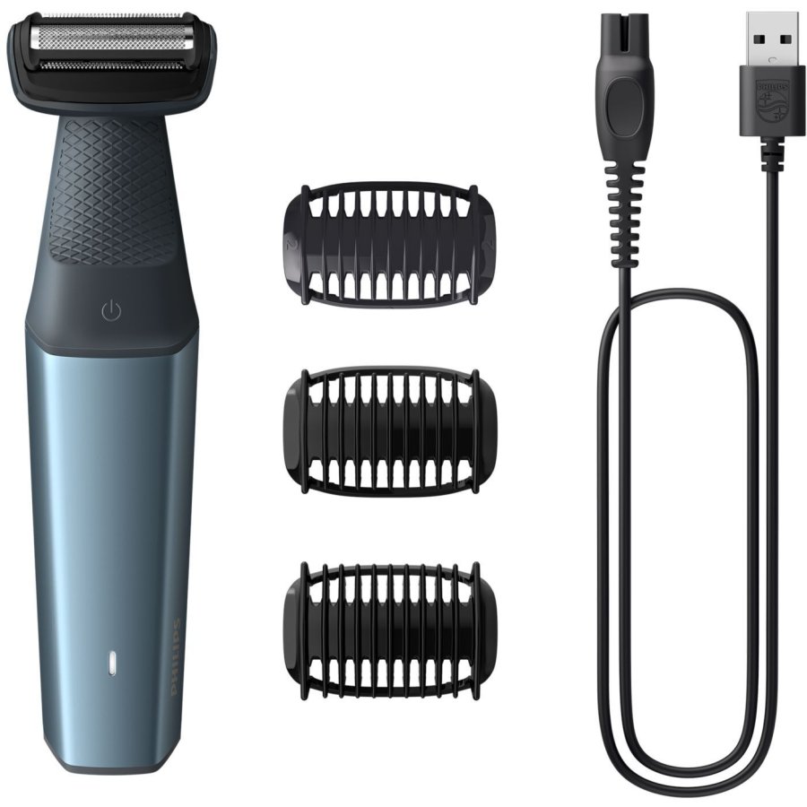 Philips Series 3000 Bodygroom Showerproof Trimmer til Lyske og Krop, Bl/Sort