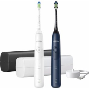 Philips Sonicare Series 5500 Elektrische Zahnbürste 2er Set, Weiß/Marineblau