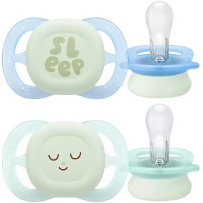 Philips Avent Soother Ultra Start Nighttime Schnuller 02 Monate 2er Set, Pastellgrn