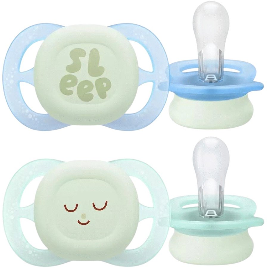 Philips Avent Soother Ultra Start Nighttime Schnuller 02 Monate 2er Set, Pastellgrn